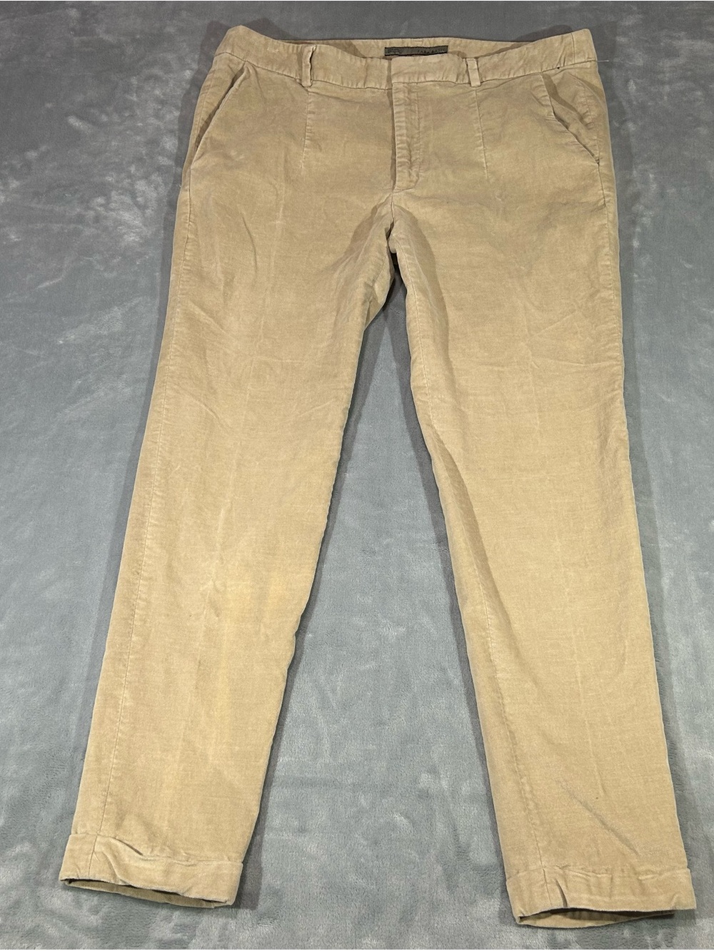 Zara Men Velvet Beige Flat Front Dress Pants- XL-26.5” Inseam